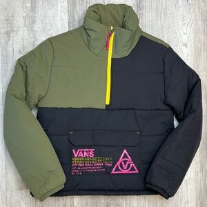 Vans 66 Supply PO Puffer Jacket women’s XS all weather olive black half zip